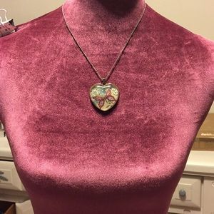 Brighton silvertone heart and butterfly necklace